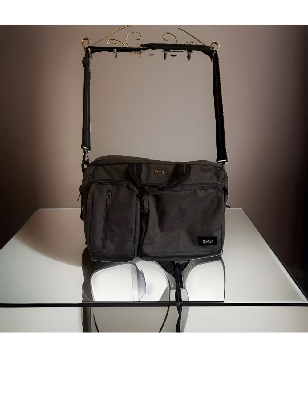 Solo New York Duane 15.6" Laptop Hybrid Backpack Briefcase Gray